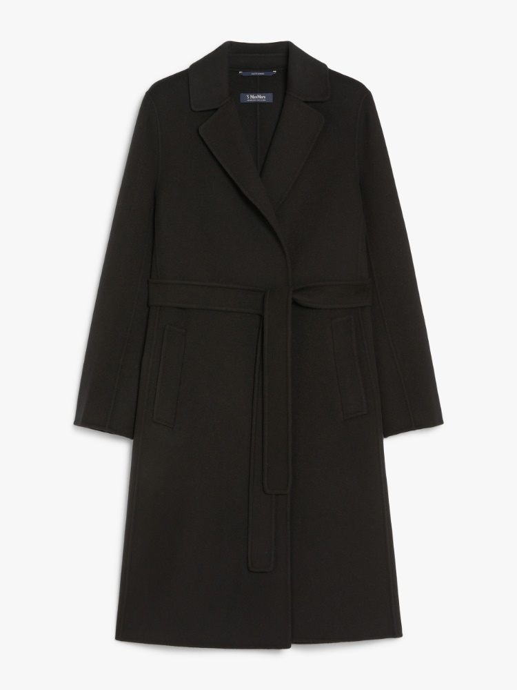 Wool wrap coat, black | 
