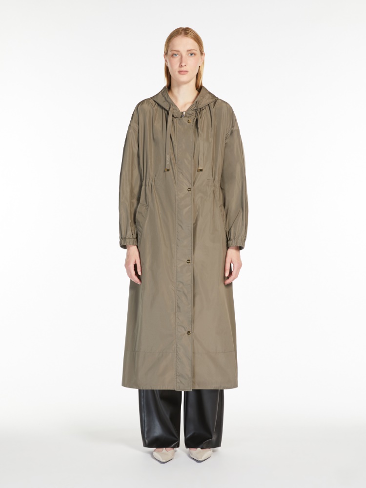 Long, water-repellent taffeta parka, clay | 