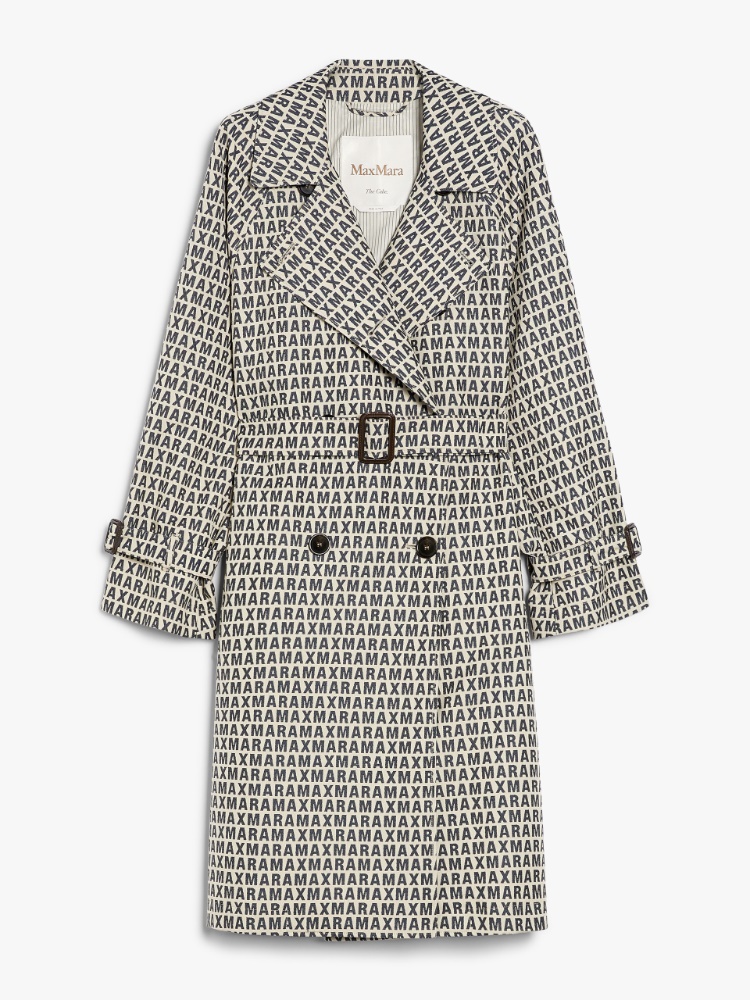 Double-breasted trench coat in water-repellent jacquard