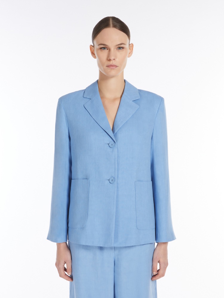 アウターその他 MAX MARA STUDIO Woman Waistcoat Blue 2526286021600 005 Jackets and blazers Blue and light blue Woman | Max Mara