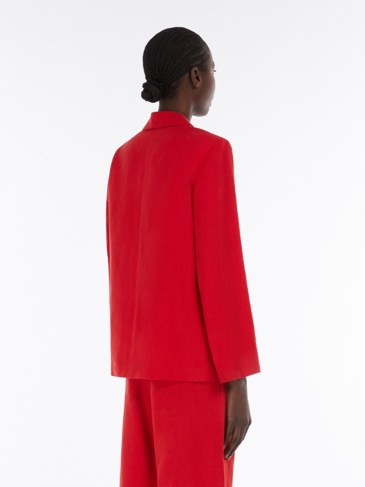 ジャケット Max Mara Studio Tiziano red stretch velvet blazer 6041025306034-b-