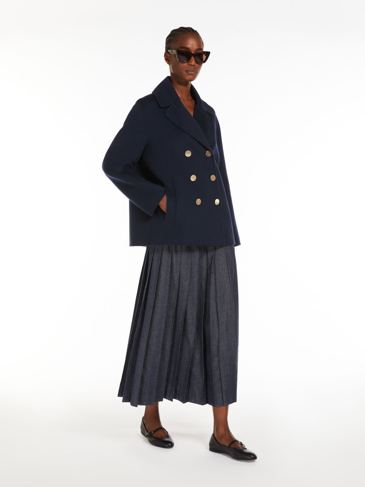 Double-breasted wool jacket + MIDNIGHTBLUE - Max Mara