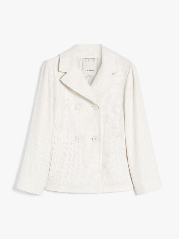 関税込【S Max Mara】[KASIA] リネン混ダブルブレストジャケット Double-breasted cotton and linen jacket, ecru | 