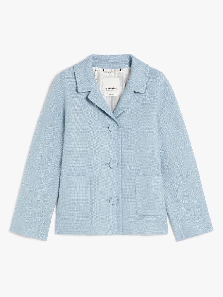 Boxy-fit linen and cotton basketweave jacket - LIGHT BLUE - Max Mara