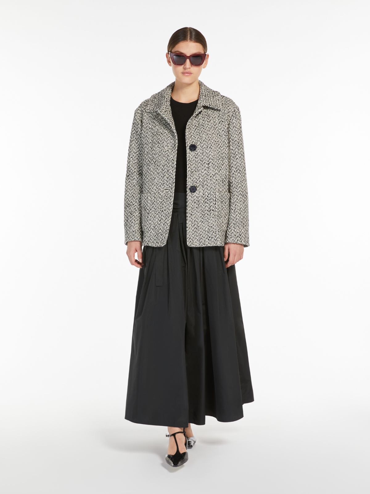 Patterned wool and cotton jacket + BLACK - Max Mara