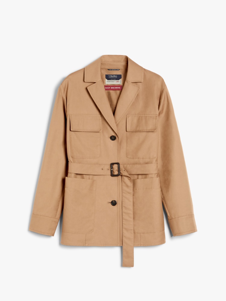 Water-repellent cotton belted jacket, camel | 