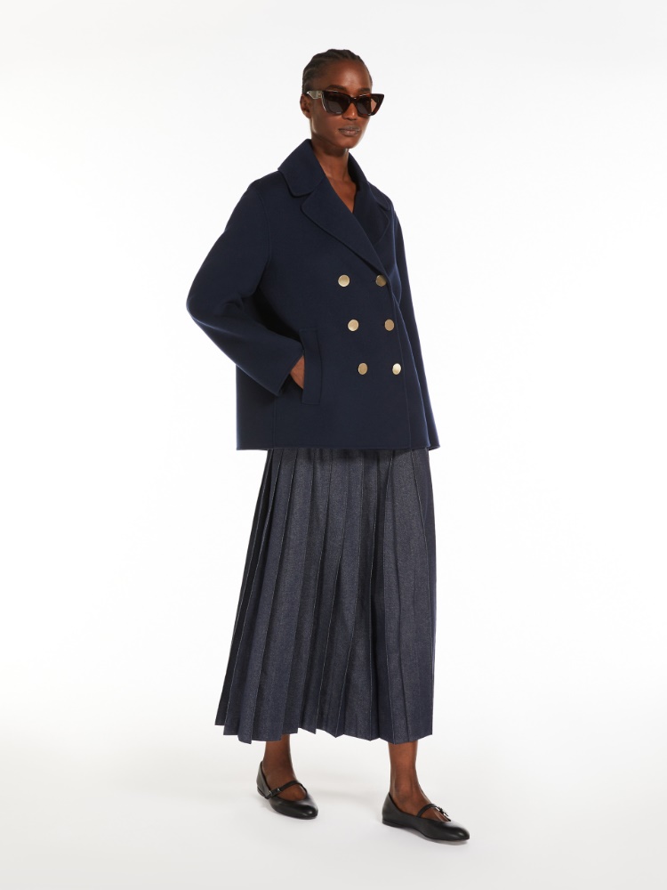Denim-effect pleated cotton skirt - MIDNIGHTBLUE - Max Mara