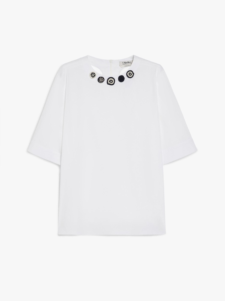 Cotton poplin blouse - OPTICAL WHITE - Max Mara