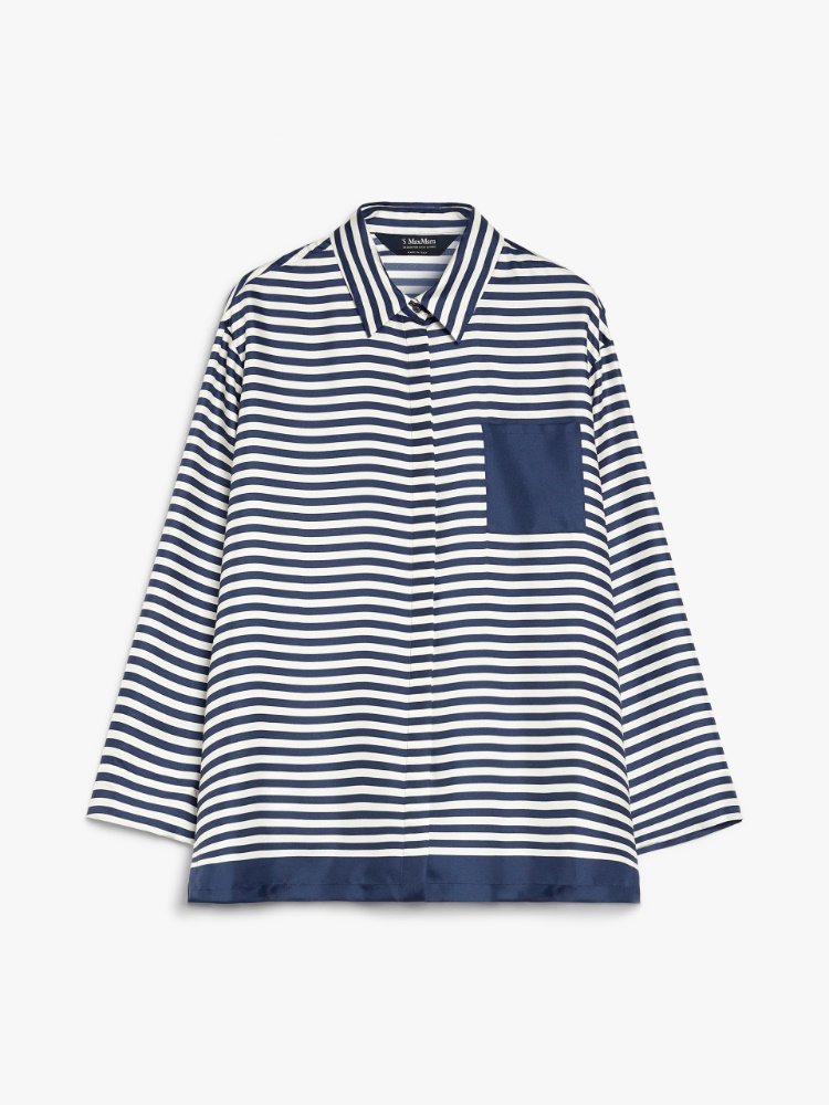 【関税込み】MAX MARA MAYA SHIRT IN COTTON Printed silk twill shirt, ecru | 
