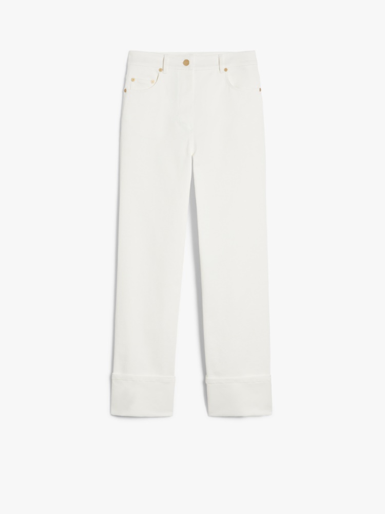 Stretch cotton bull denim jeans, white | 