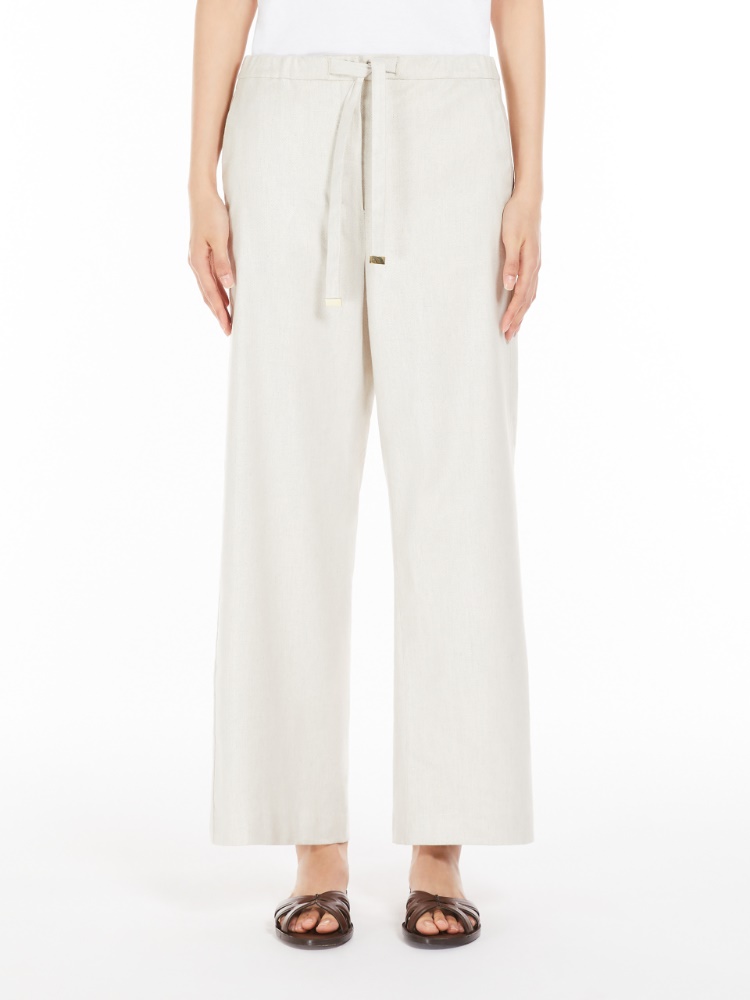 【Max Mara】 Eolie drawstringコットンアンドリネンパンツ 送料関税込み☆MAX MARA☆Eolieコットン＆リネンパンツ