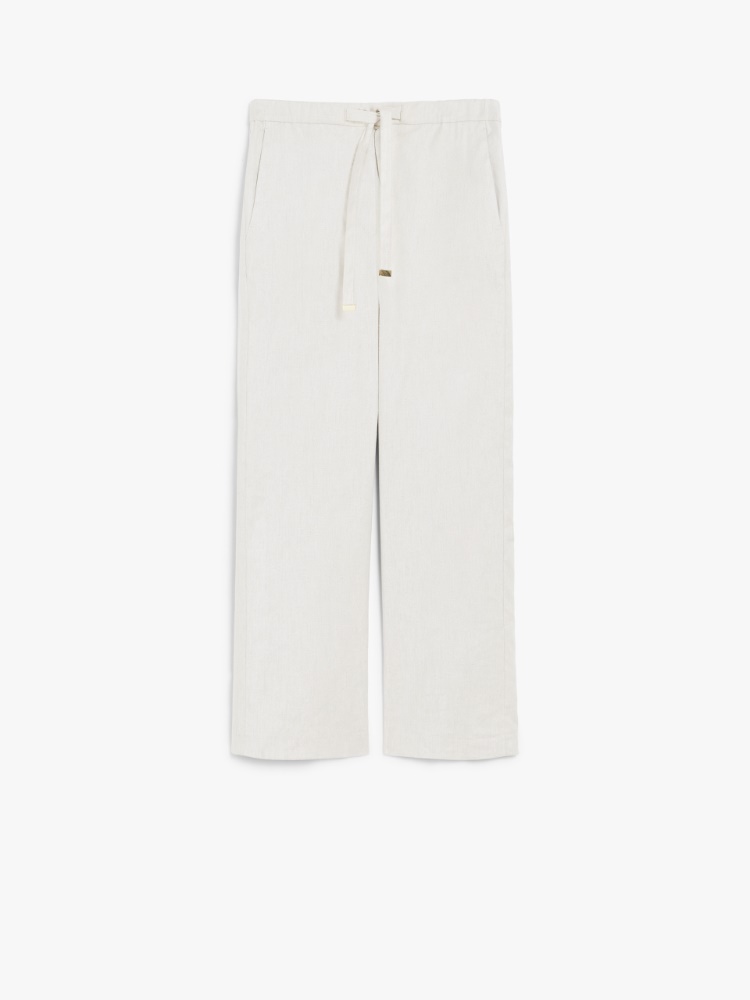 Linen drawstring trousers, ecru | 