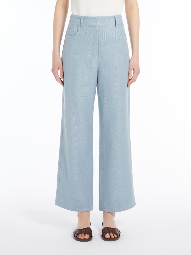 ボトムスその他 Weekend Max Mara Blue cotton and linen pants Weekend Max Mara Cotton Wide-Leg Trousers | Harrods US