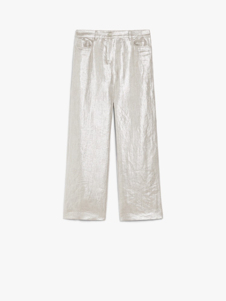 【関税&送料込】'S Max Mara S Max Mara Malika Trousers In L 5-pocket linen trousers, silver | 