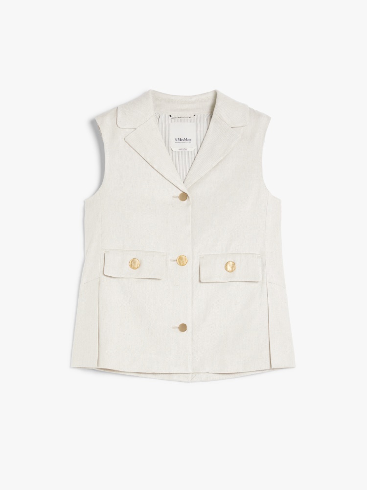 直営♪'S Max Mara ストレッチリネン ベストジャケット CAROLINE MaxMara CAROLINE ストレッチリネンキャンバスジレ♪ (S Max