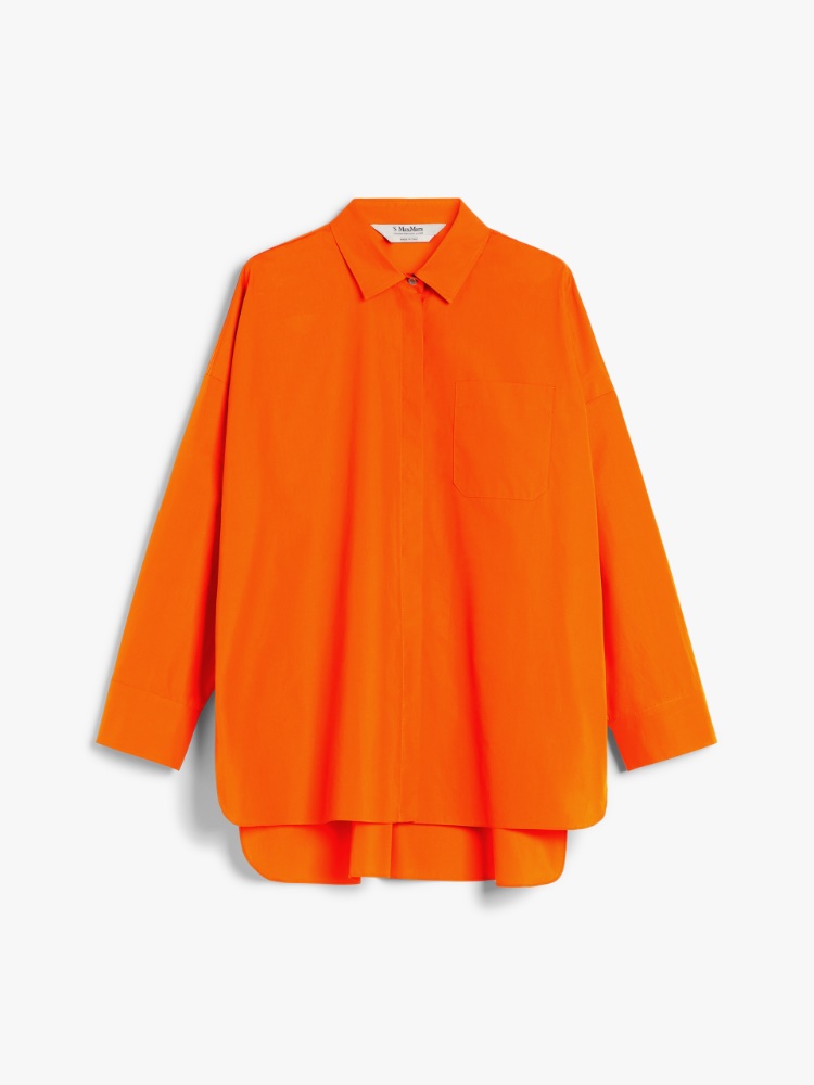 Prosta popelinowa koszula - POMARAŃCZOWY - Max Mara