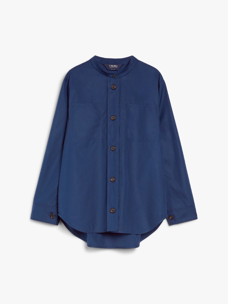 Hemdbluse aus Baumwolle mit Grandad-Kragen - ULTRAMARINE - Max Mara
