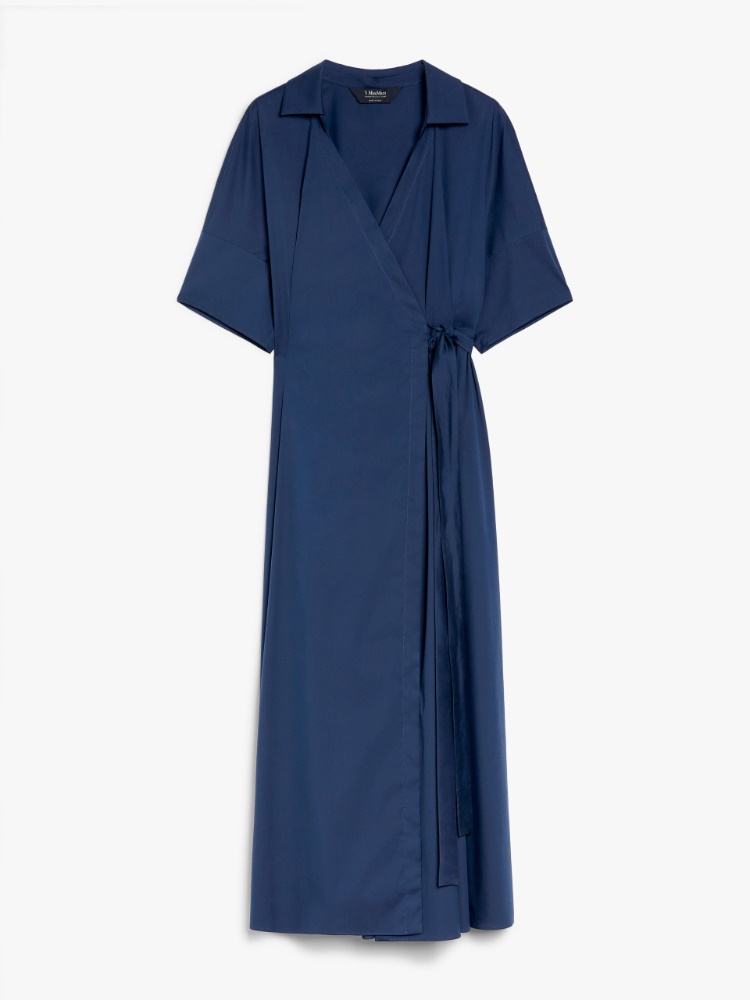 ☆’S Max Mara☆直営店買付☆Stretch Poplin Dress/TIMEO Timeo printed twill wrap dress in blue - S Max Mara | Mytheresa
