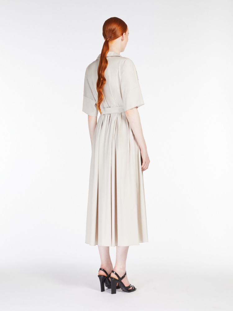 Stretch poplin wrap dress, ecru | 