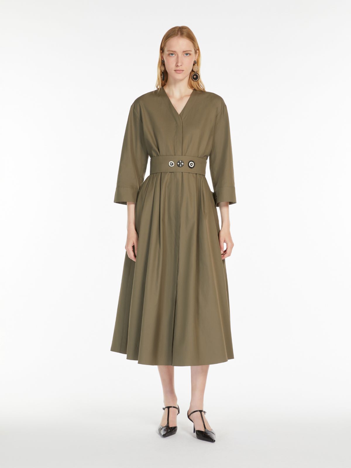 【送料&関税込】Max Mara Pedaggi Cotton Midi Dress MAX MARA Pedaggi paneled cotton midi dress | NET-A-PORTER
