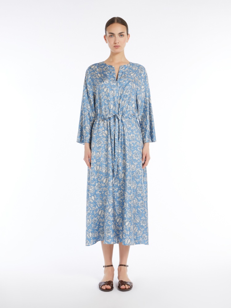 ワンピース MAX MARA STUDIO Woman Dress Blue 2416221041600 005 Timeo printed twill wrap dress in blue - S Max Mara | Mytheresa