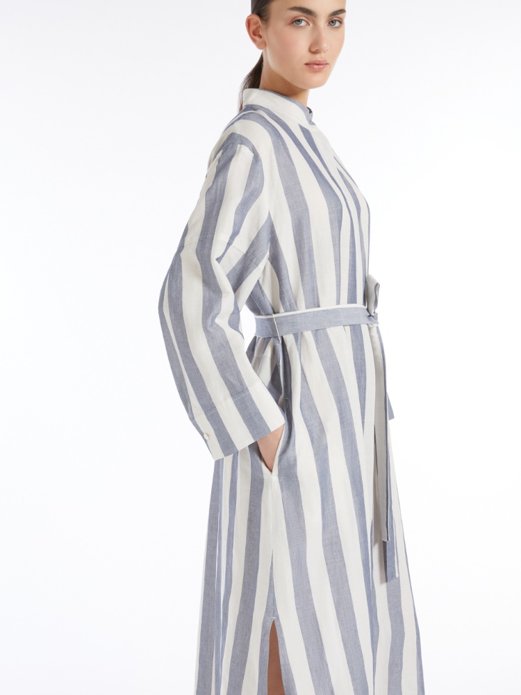 ★S Max Mara★Rima シャツドレス Cotton canvas and ramie shirt dress, navy | 