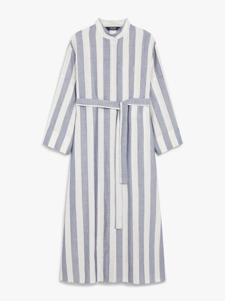 Cotton canvas and ramie shirt dress, navy | 
