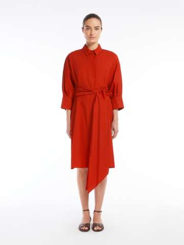 Max Mara Studio - Uranus dress in cotton poplin red - The Corner