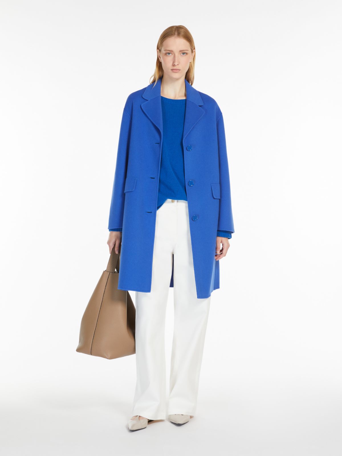 【関税&送料込】Max Mara Dark Blue Wool Blend Jene Coat Max Mara Jene Long Wool Cashmere Wrap Coat - Bergdorf Goodman