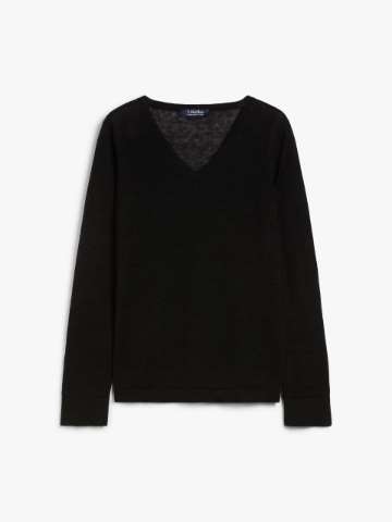 【送料&関税込】Max Mara V-neck Long-sleeved Top Sweater collections black | Max Mara