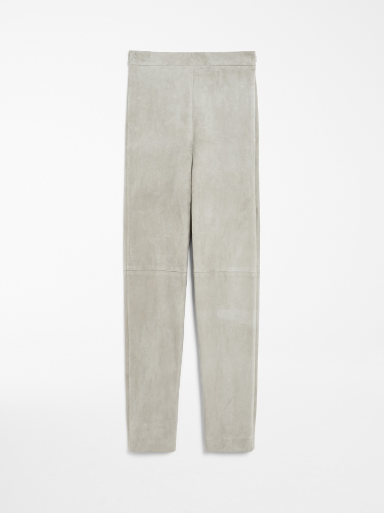 Skinny suede trousers - LIGHT GREY - Max Mara
