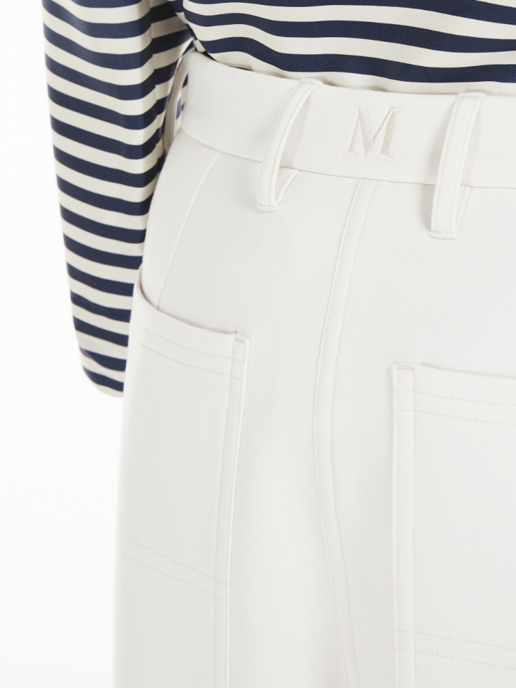 関税込み*'S Max Mara*Caucaso ロゴ スキューバ ワイドパンツ Scuba jersey straight-leg trousers, ecru |