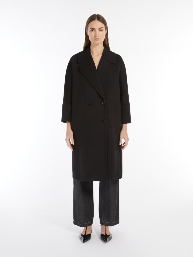 Max Mara★女性 エマジャケット EMMA 009 Bonded jersey midi coat, black | 
