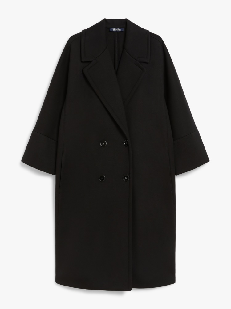 Bonded jersey midi coat, black | 