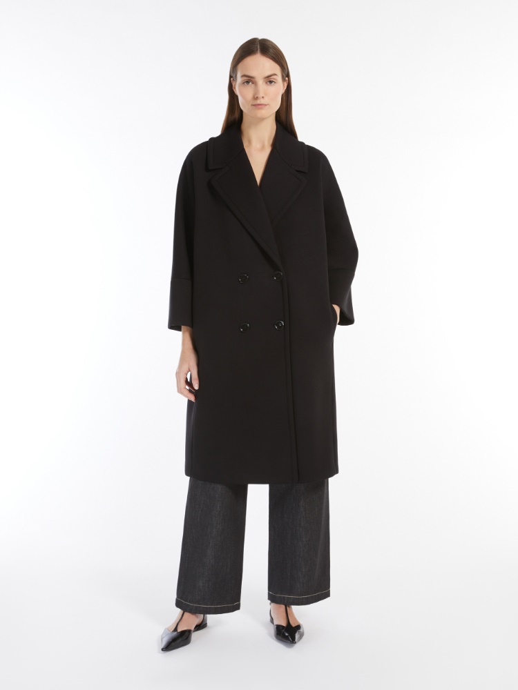 Bonded jersey midi coat - BLACK - Max Mara
