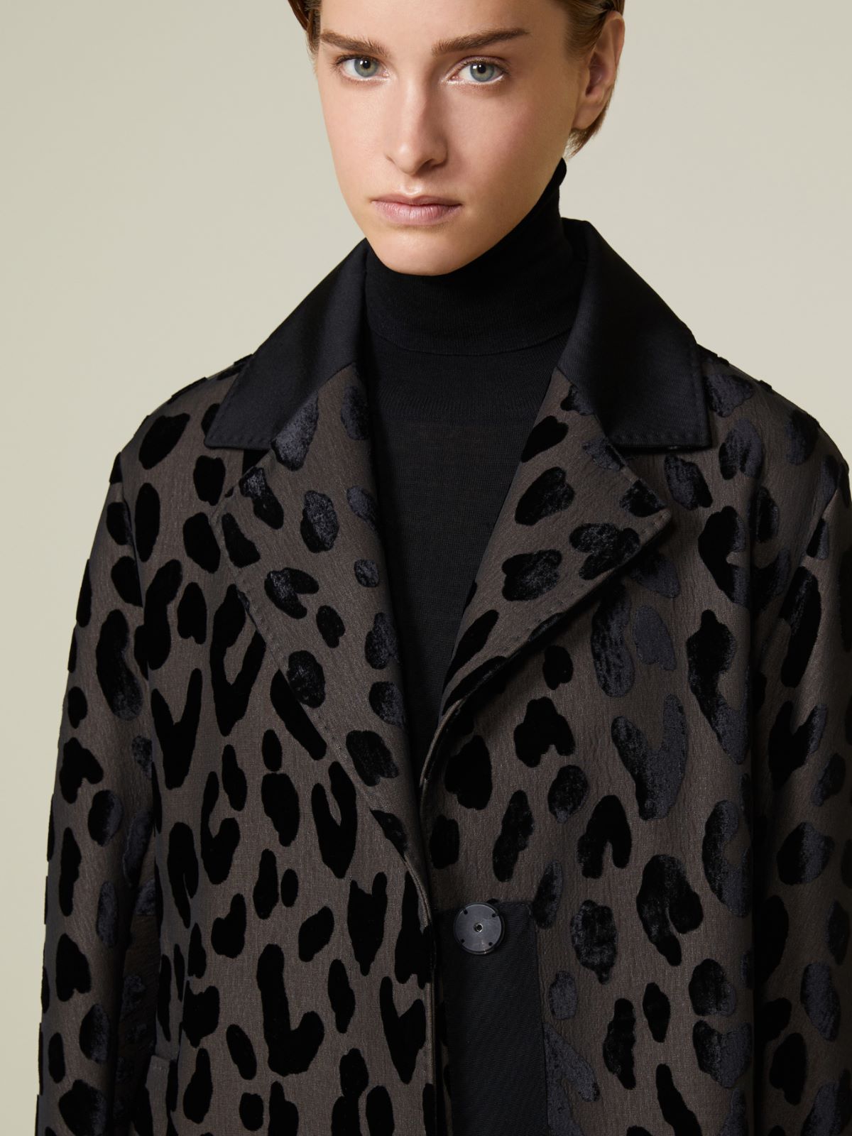 Single-breasted spotted velvet coat - BLACK - Max Mara - 6