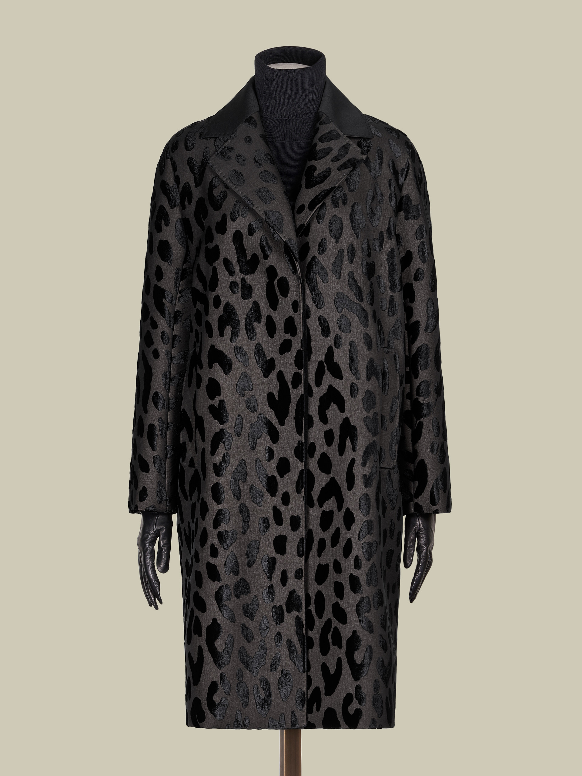 Einreihiger Mantel aus Samt mit Leopardenmuster - SCHWARZ - Max Mara - 6
