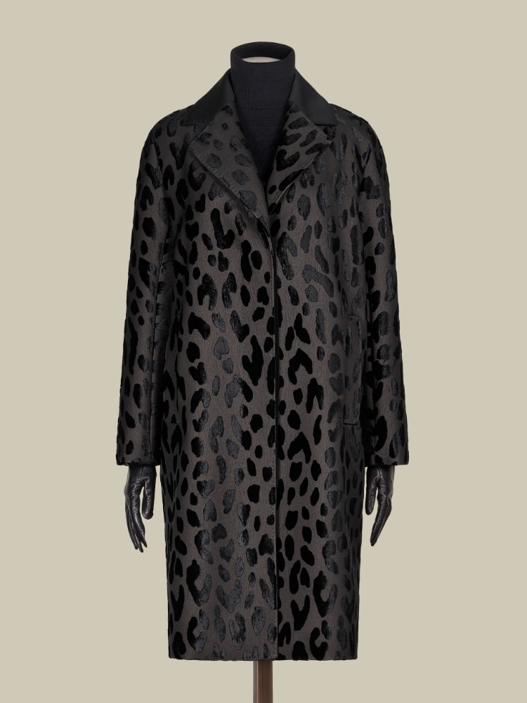 Single-breasted spotted velvet coat - BLACK - Max Mara