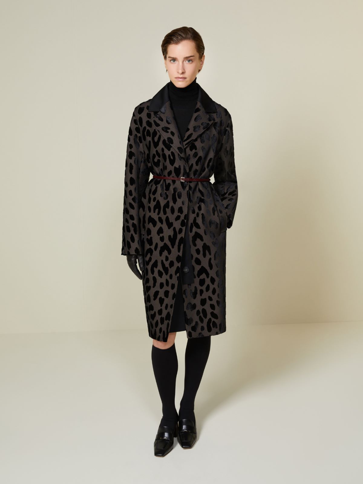 Single-breasted spotted velvet coat - BLACK - Max Mara - 6