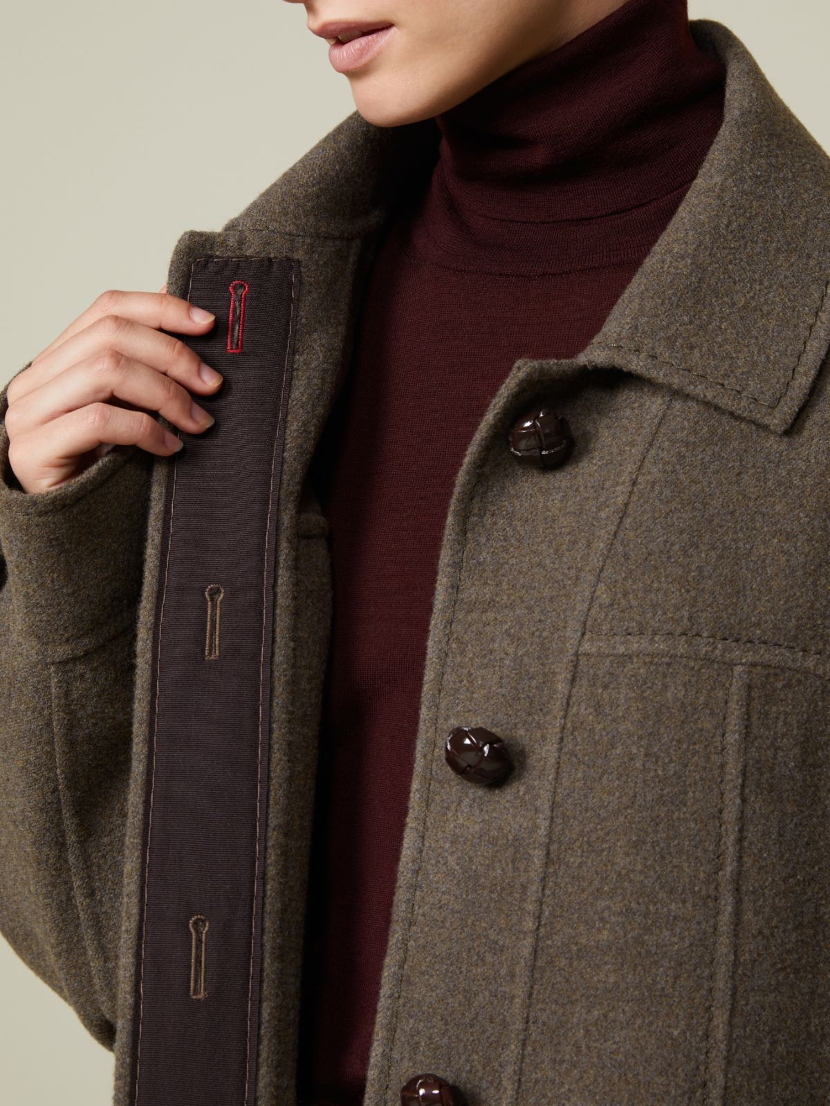 Płaszcz oversize z dwuwarstwowej wełny - BEŻOWY GOŁĘBI - Max Mara - 5