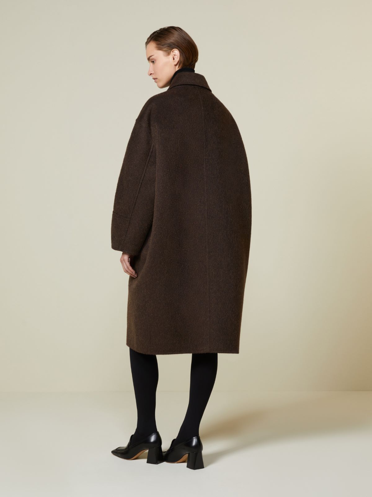 Płaszcz midi z alpaki i moheru - BRĄZOWY - Max Mara - 3