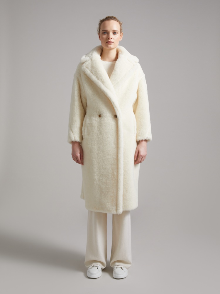Teddy Bear Icon Coat in alpaca and wool, white | 
