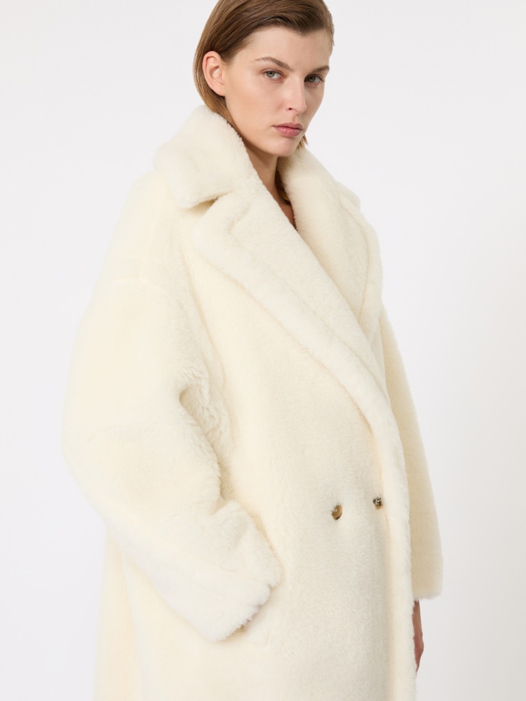 Teddy Bear Icon Coat in alpaca and wool, white | 