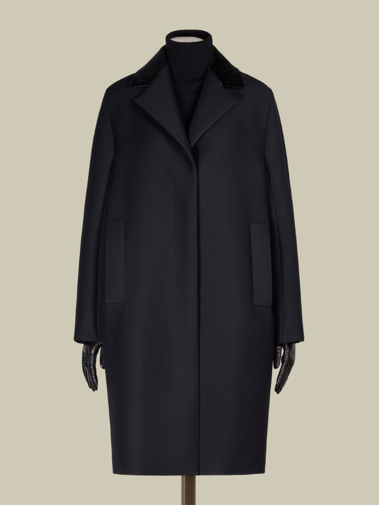 Masculine wool and silk coat - BLACK - Max Mara