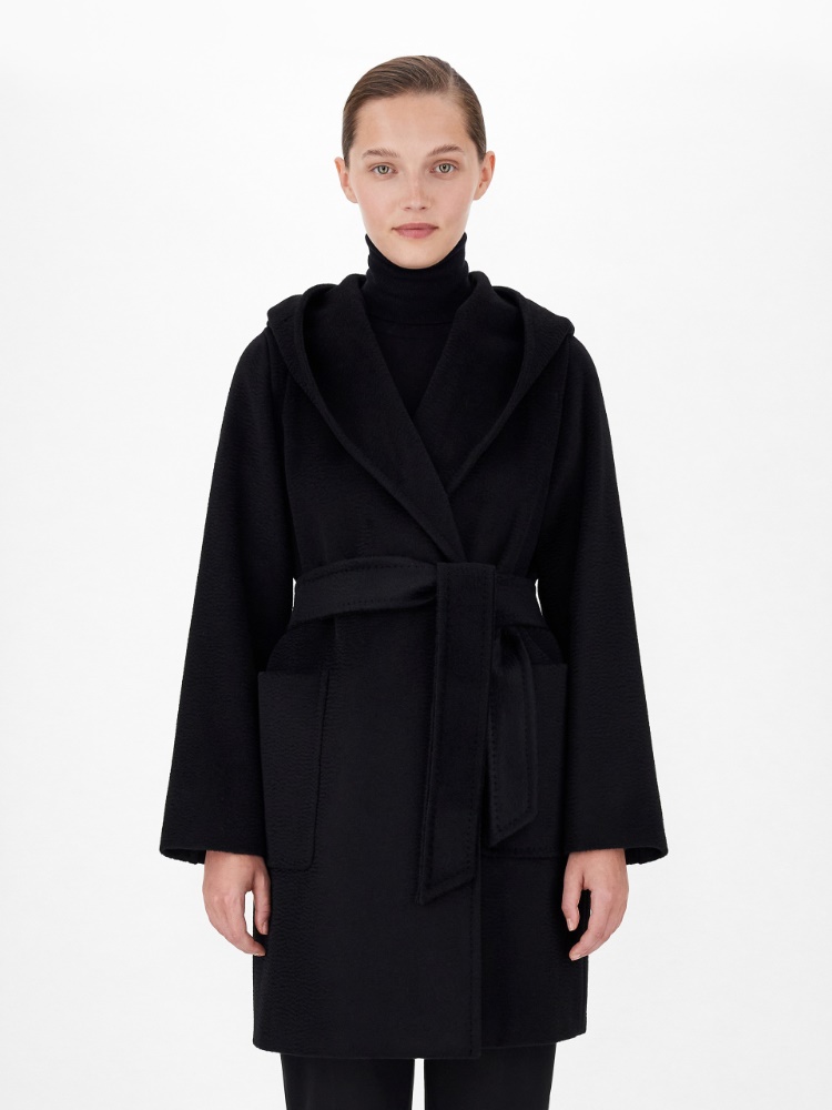 MaxMara RIALTO フーデットコート 黒 38 Camel robe coat, black | 