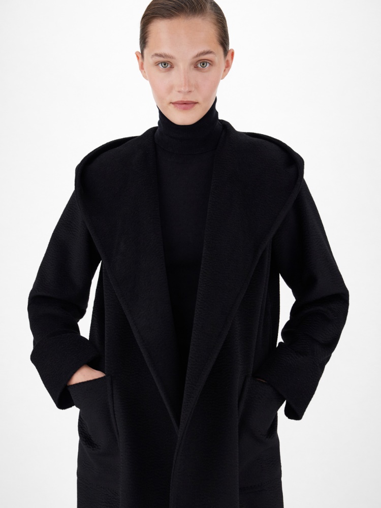 Płaszcz szlafrokowy z wielbłądziej wełny - CZARNY - Max Mara - 2
