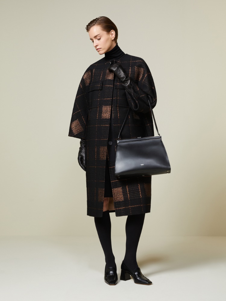 Lamé jacquard cocoon coat - BLACK - Max Mara
