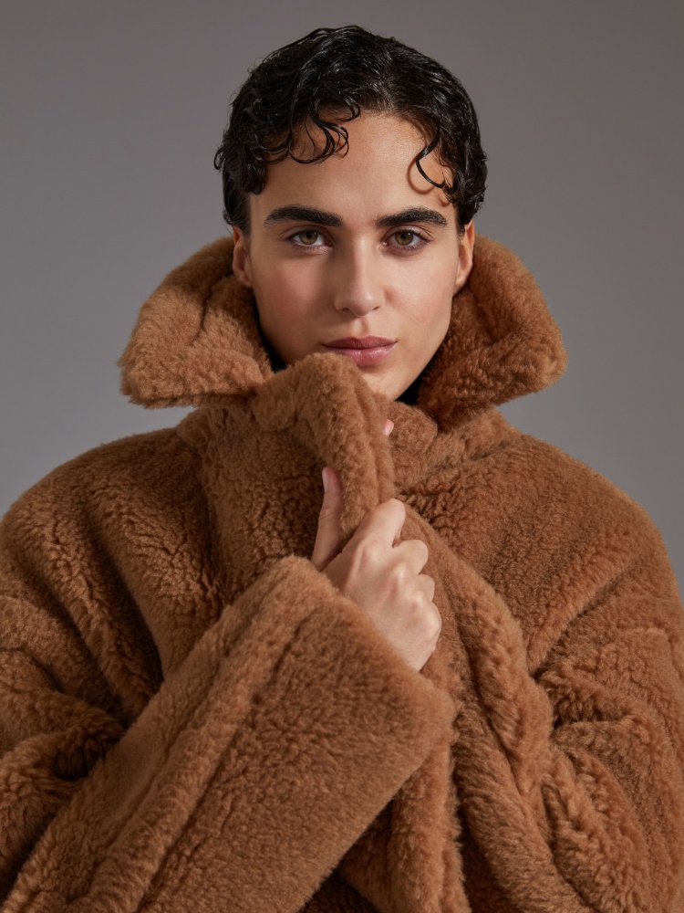 Teddy Bear Icon Coat in alpaca and wool, white | 