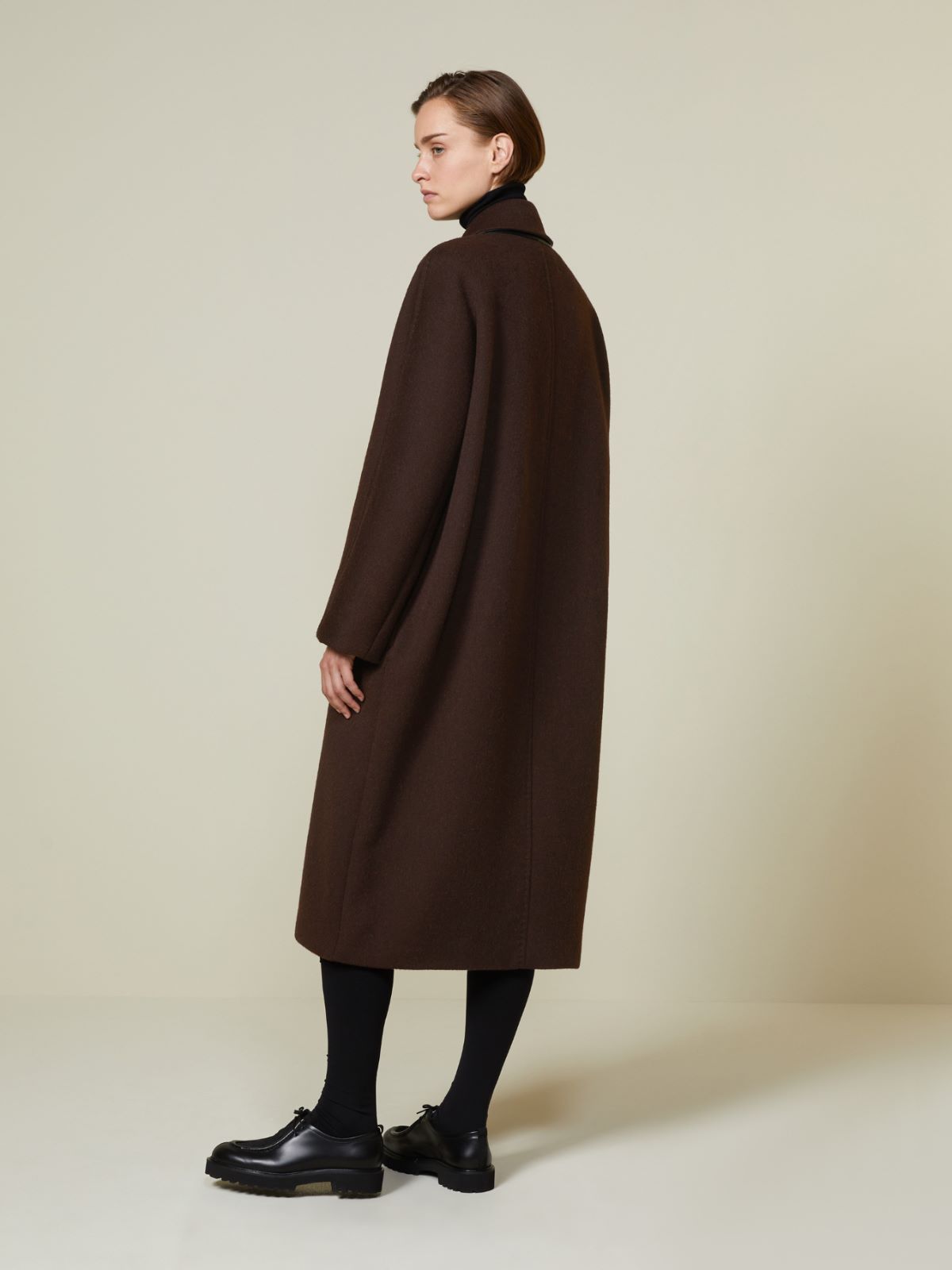 Wełniany płaszcz oversize z alpaki i kaszmiru - BRĄZOWY - Max Mara - 3