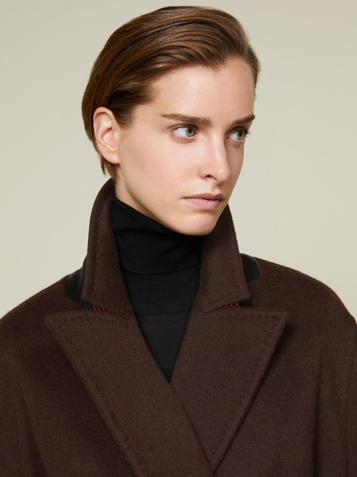 Wełniany płaszcz oversize z alpaki i kaszmiru - BRĄZOWY - Max Mara - 4